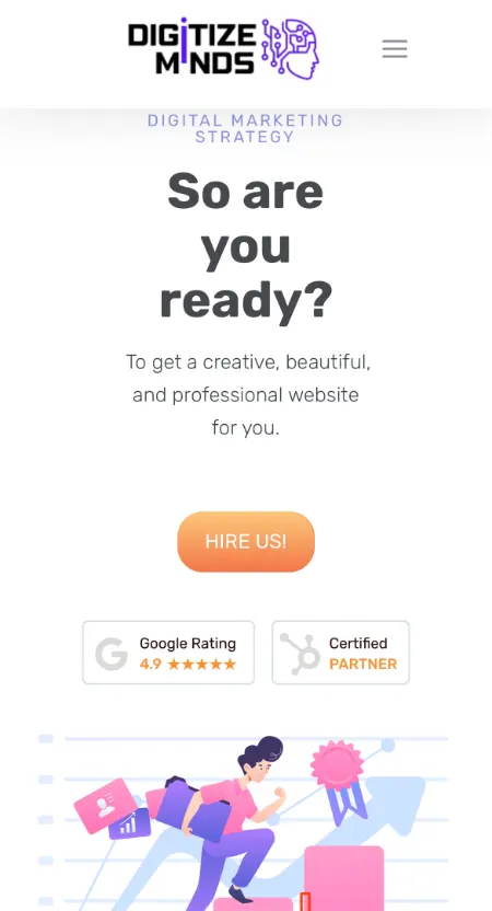 Digitize Minds website on mobile