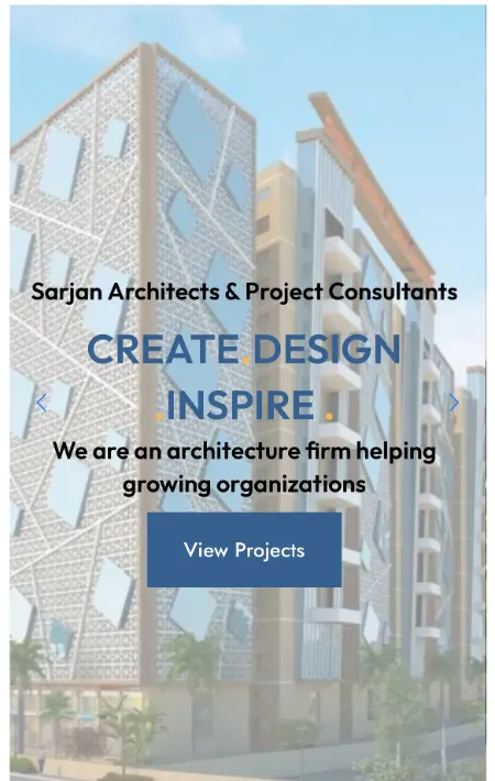 Sarjan Architects website on mobile